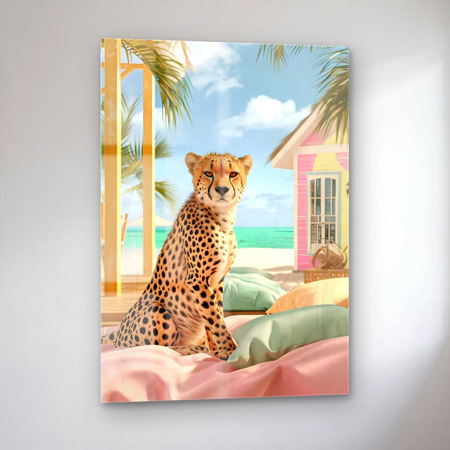 Pastel Leopar – Pastel Tonlar cam tablo — sol açıdan görünüm