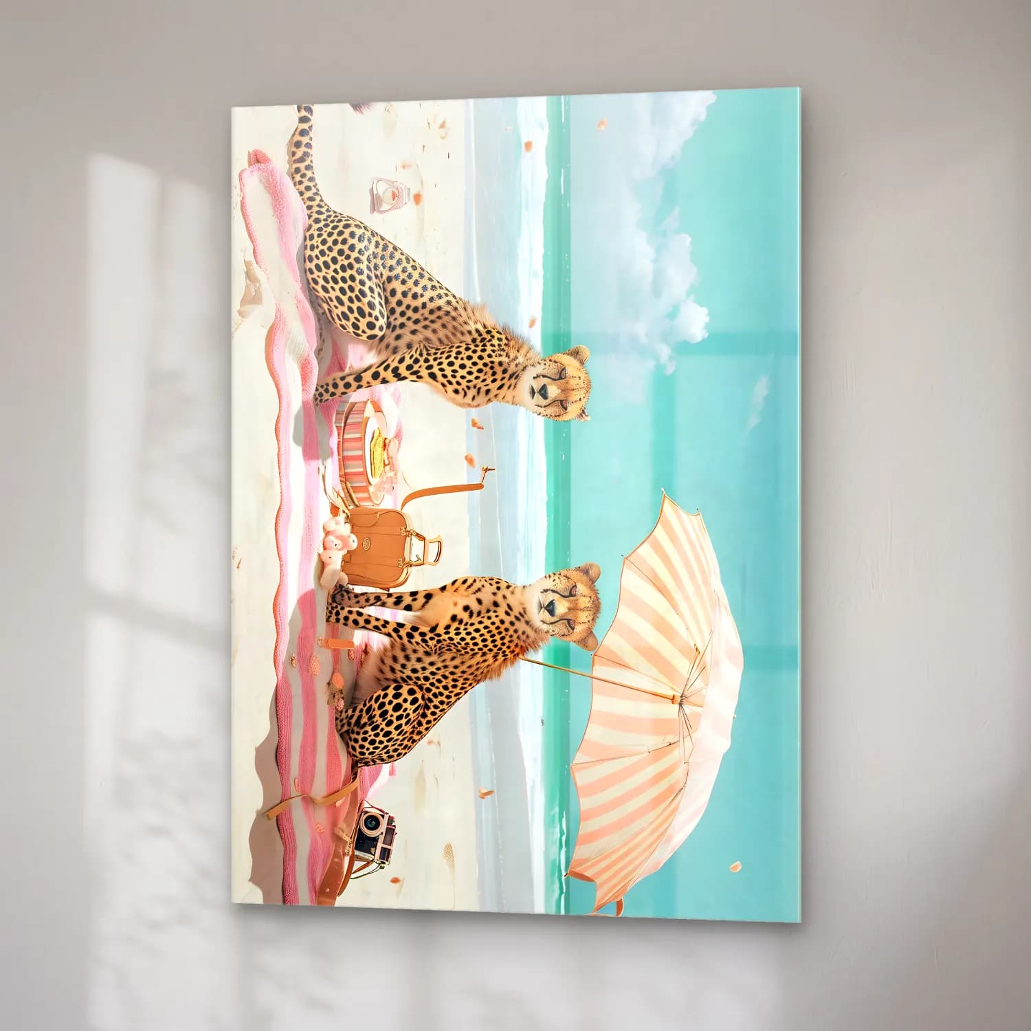 Pastel Leopar No. 12 cam tablo — sağ açıdan görünüm