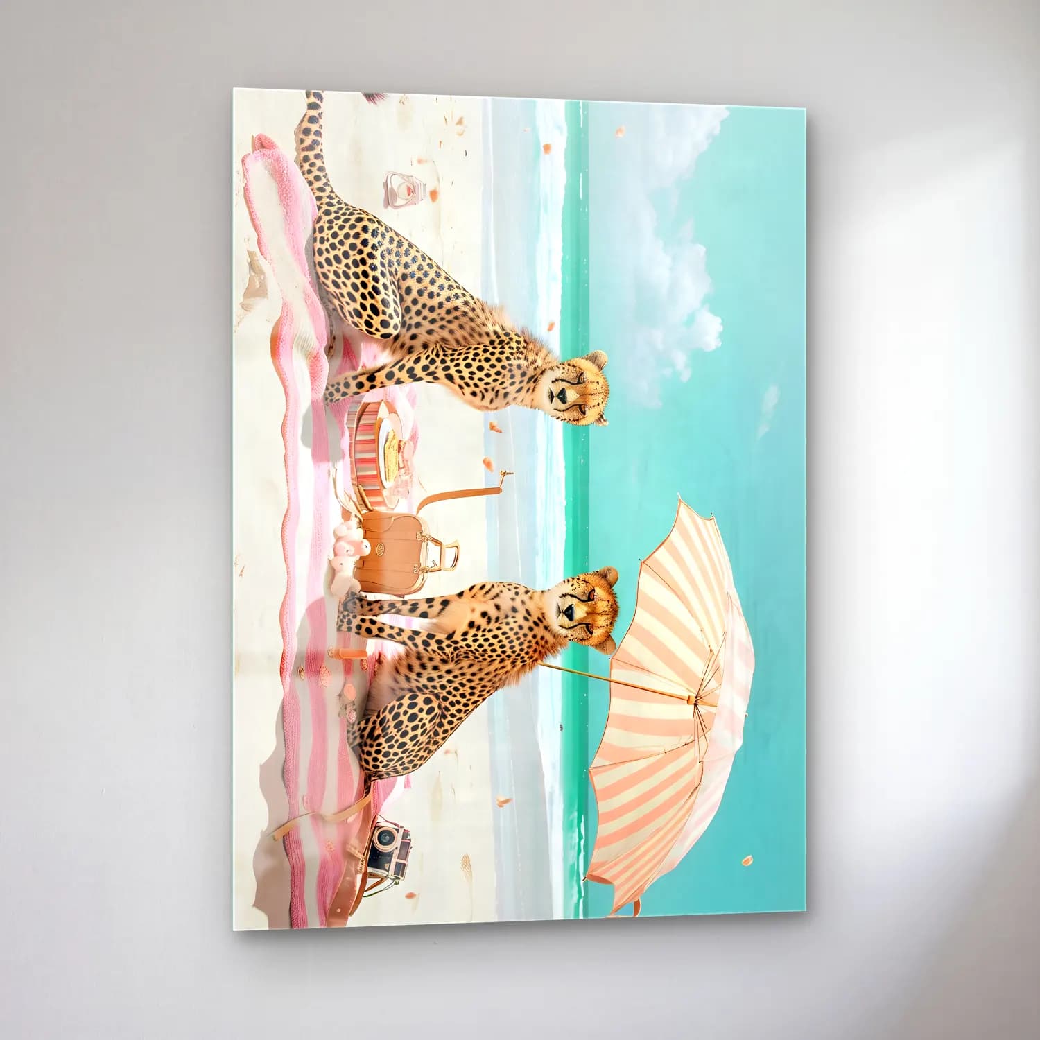 Pastel Leopar No. 12 cam tablo — sol açıdan görünüm