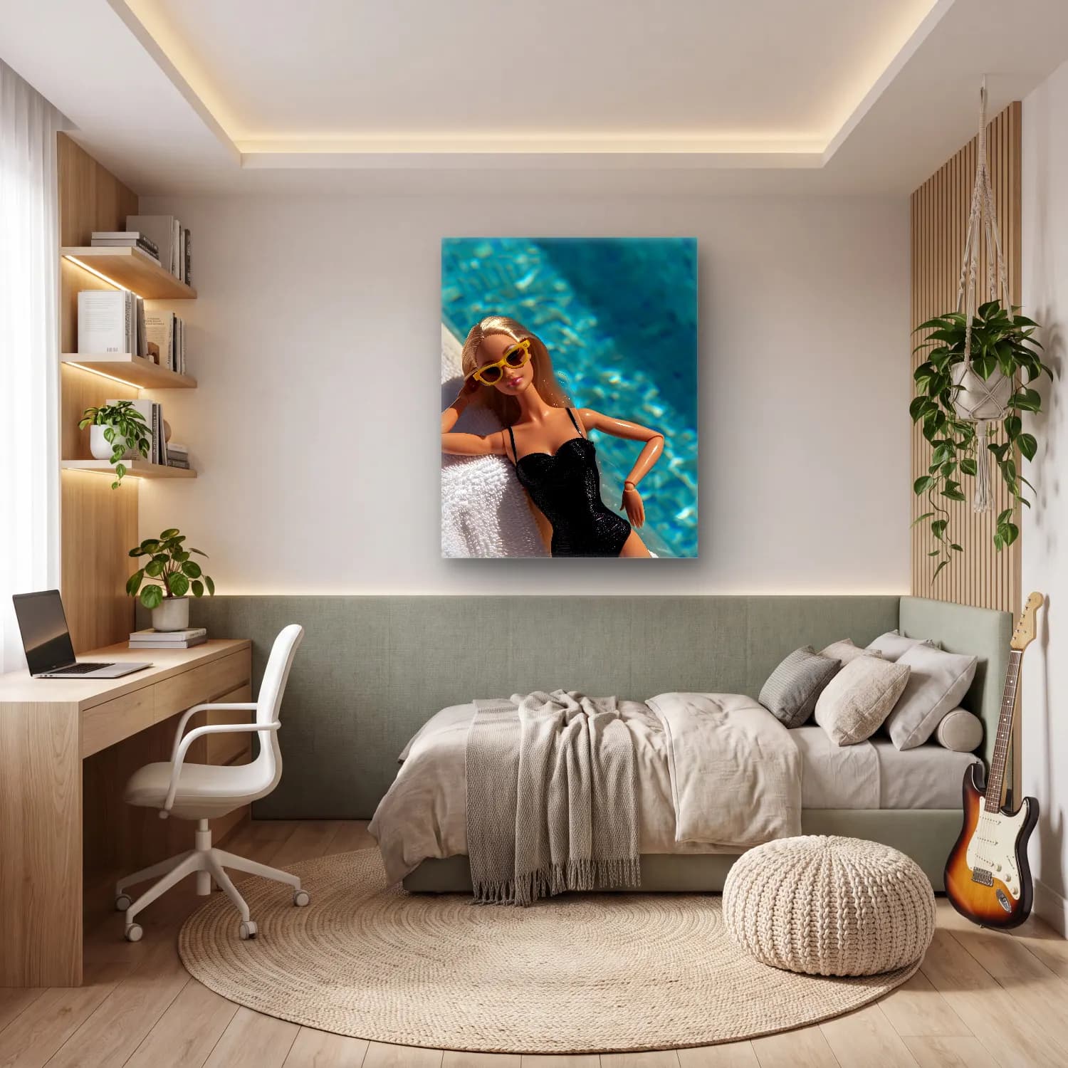 Pop Art Moda İllüstrasyonu – Sarı Tonlar cam tablo — genç odasında