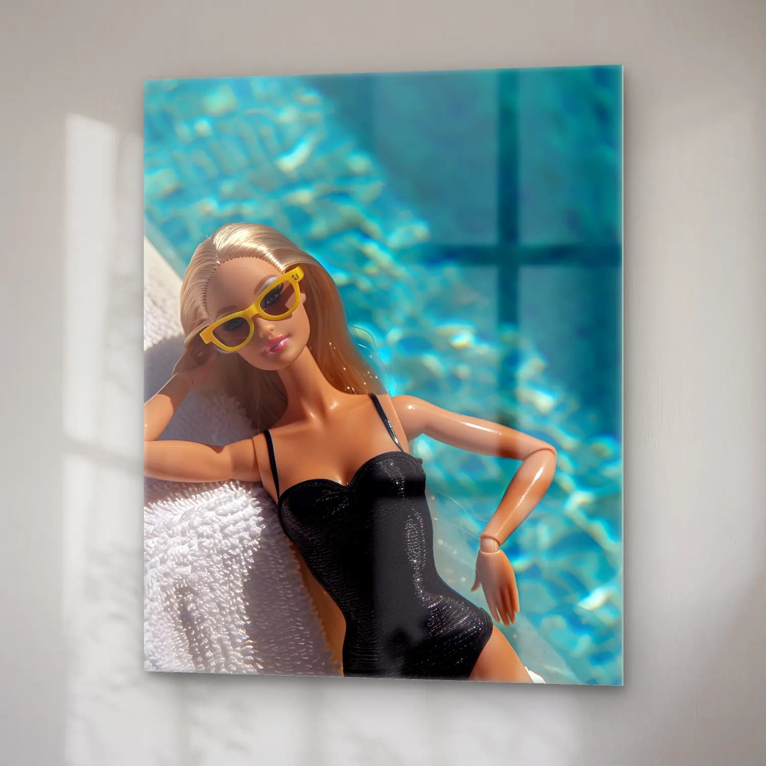 Pop Art Moda İllüstrasyonu – Sarı Tonlar cam tablo — sağ açıdan görünüm