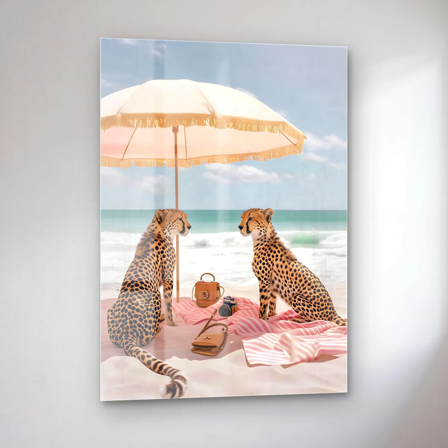 Pastel Leopar No. 13 cam tablo — sol açıdan görünüm