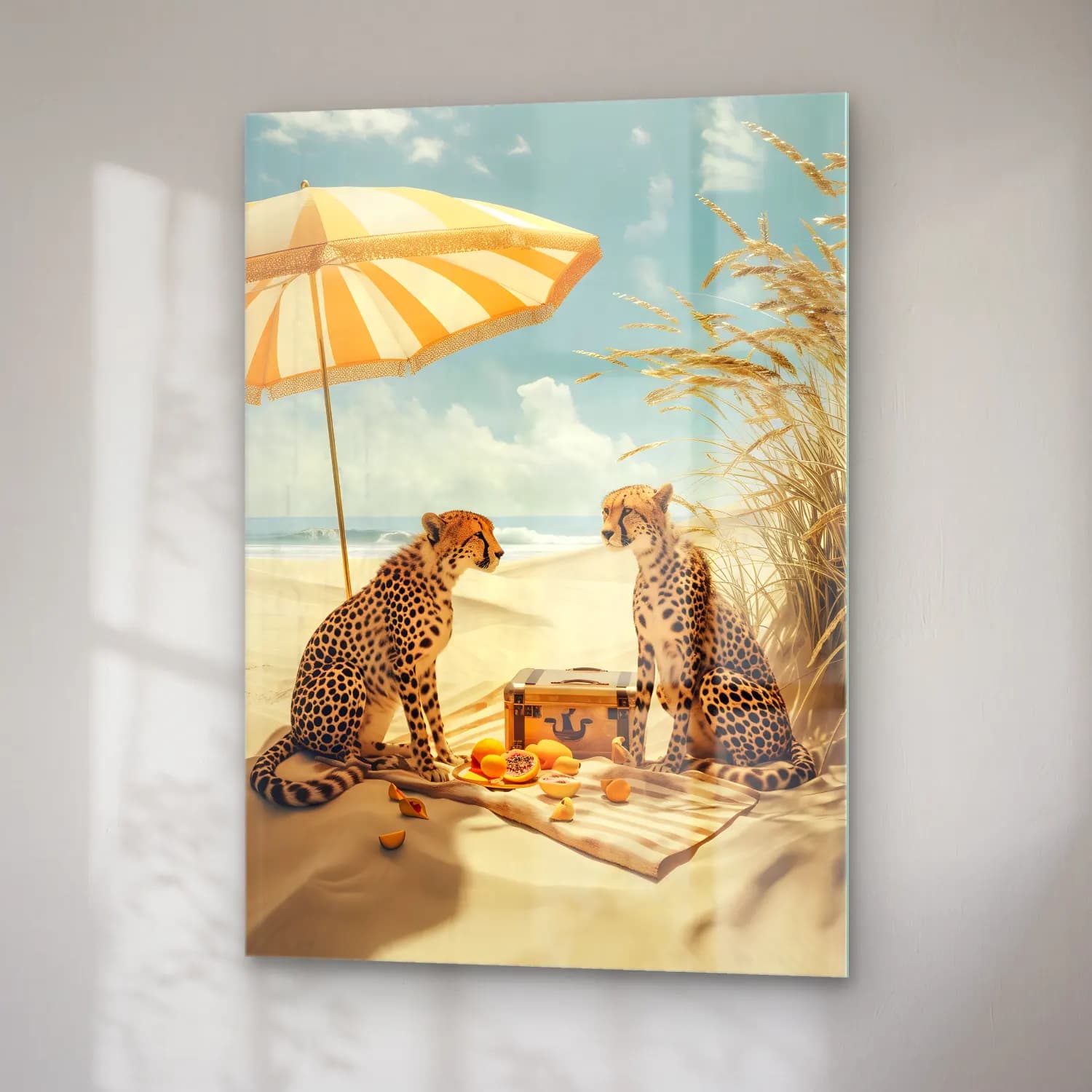 Yağlı Boya Leopar No. 7 cam tablo — sağ açıdan görünüm