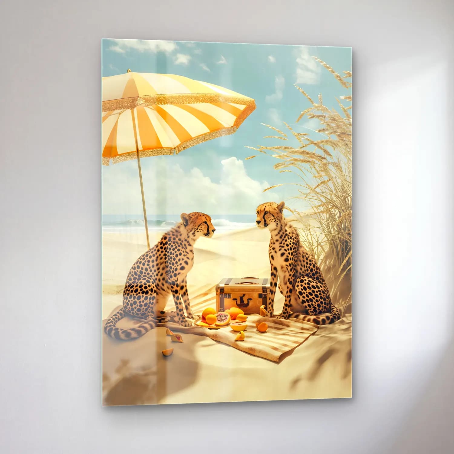 Yağlı Boya Leopar No. 7 cam tablo — sol açıdan görünüm