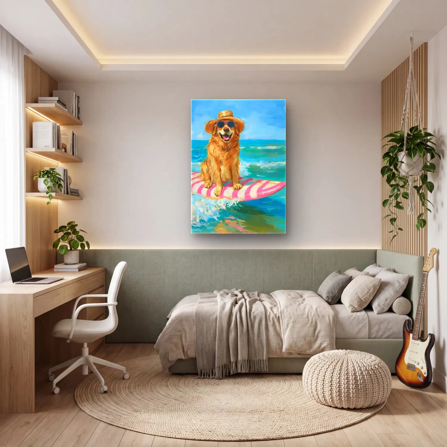 Sevimli İllüstrasyon Köpek No. 3 cam tablo — genç odasında
