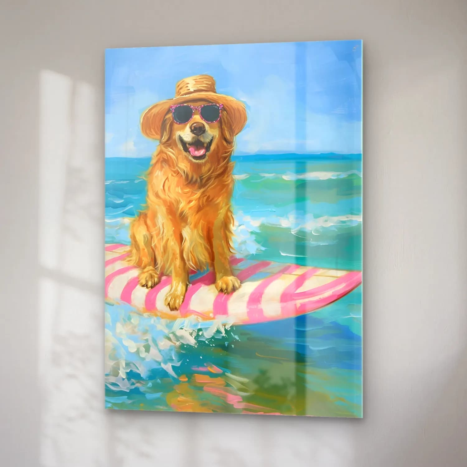 Sevimli İllüstrasyon Köpek No. 3 cam tablo — sağ açıdan görünüm