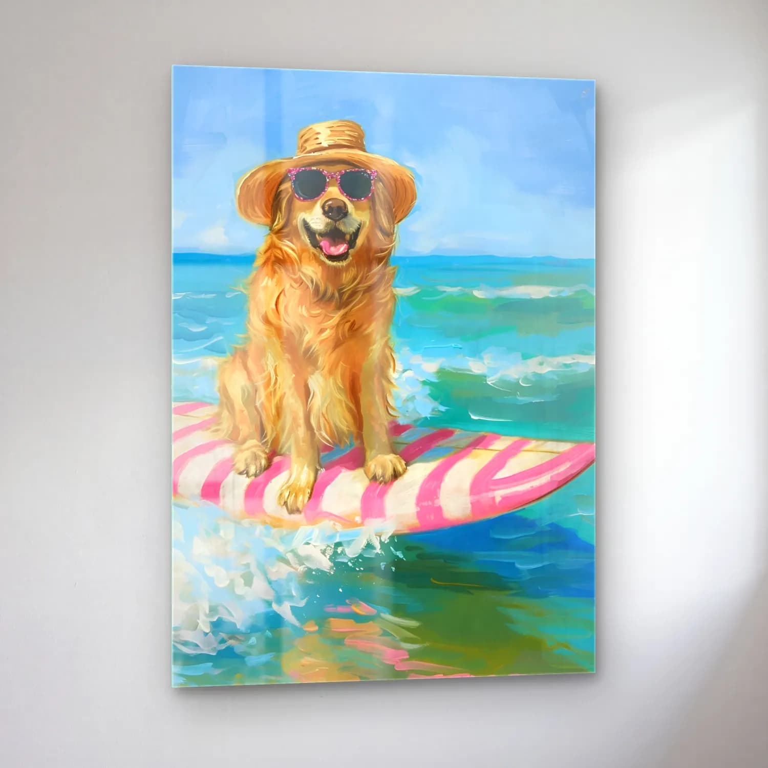 Sevimli İllüstrasyon Köpek No. 3 cam tablo — sol açıdan görünüm