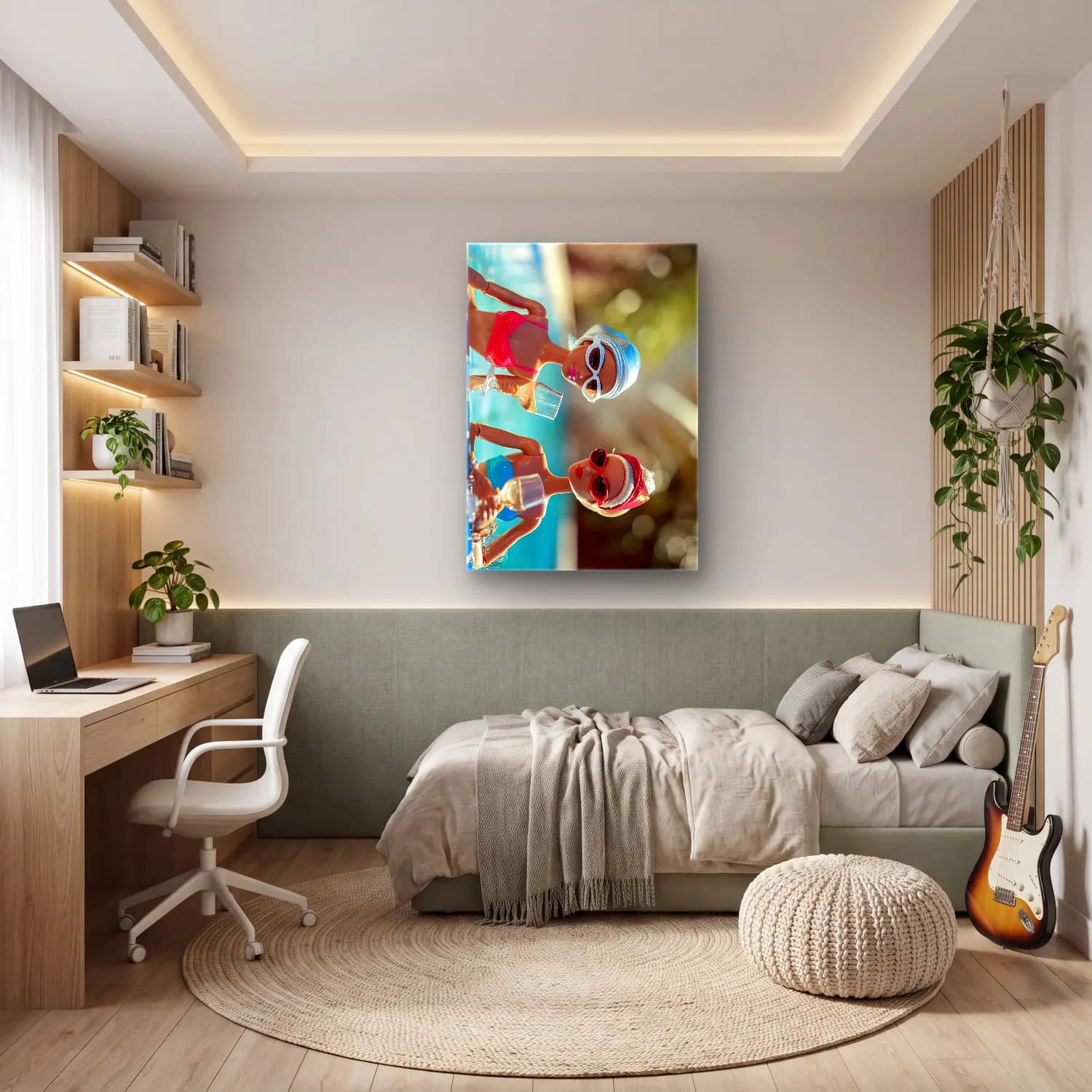 Pop Art Sahilde İnsanlar cam tablo — genç odasında