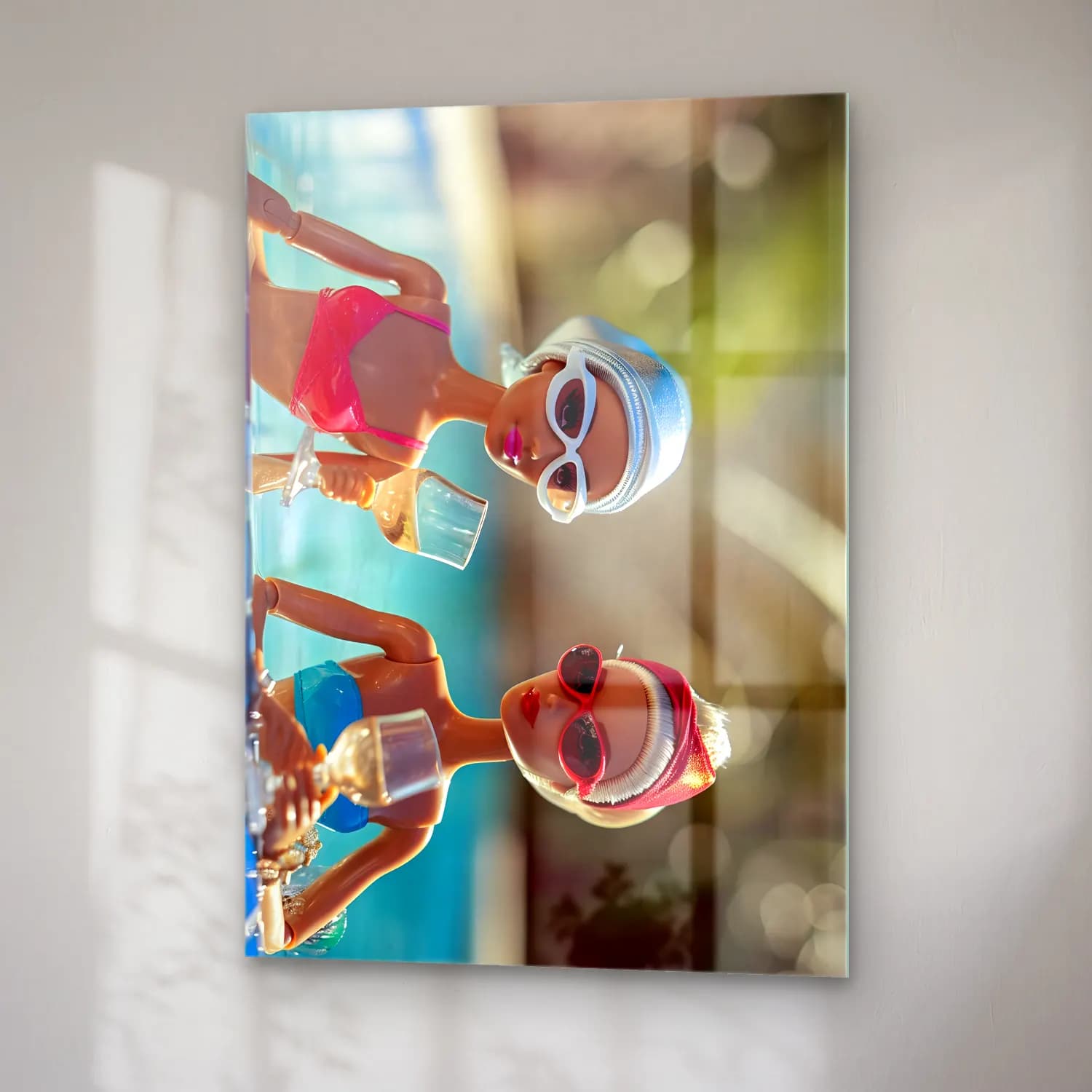 Pop Art Sahilde İnsanlar cam tablo — sağ açıdan görünüm