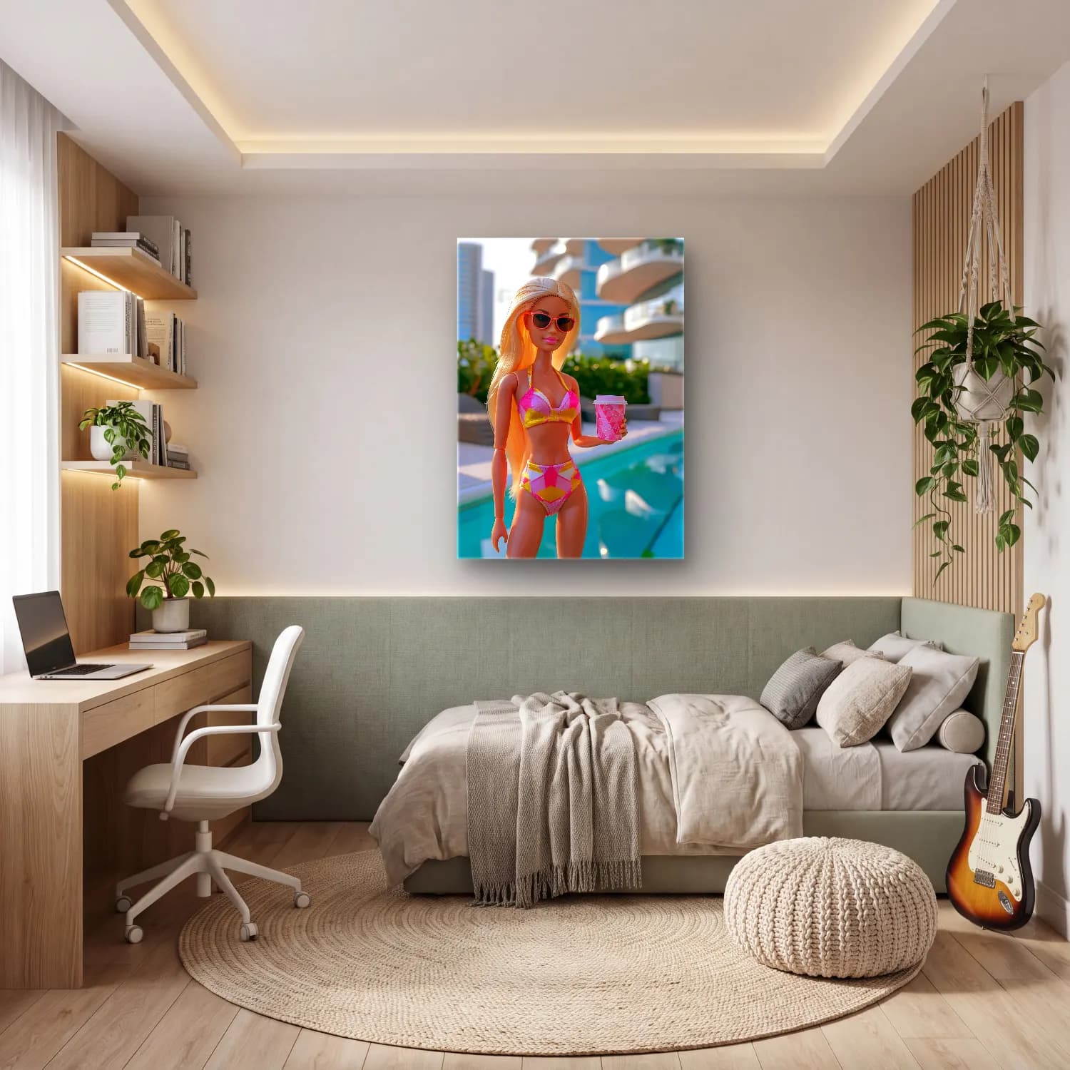 Sevimli İllüstrasyon Moda İllüstrasyonu – Pembe Tonlar cam tablo — genç odasında