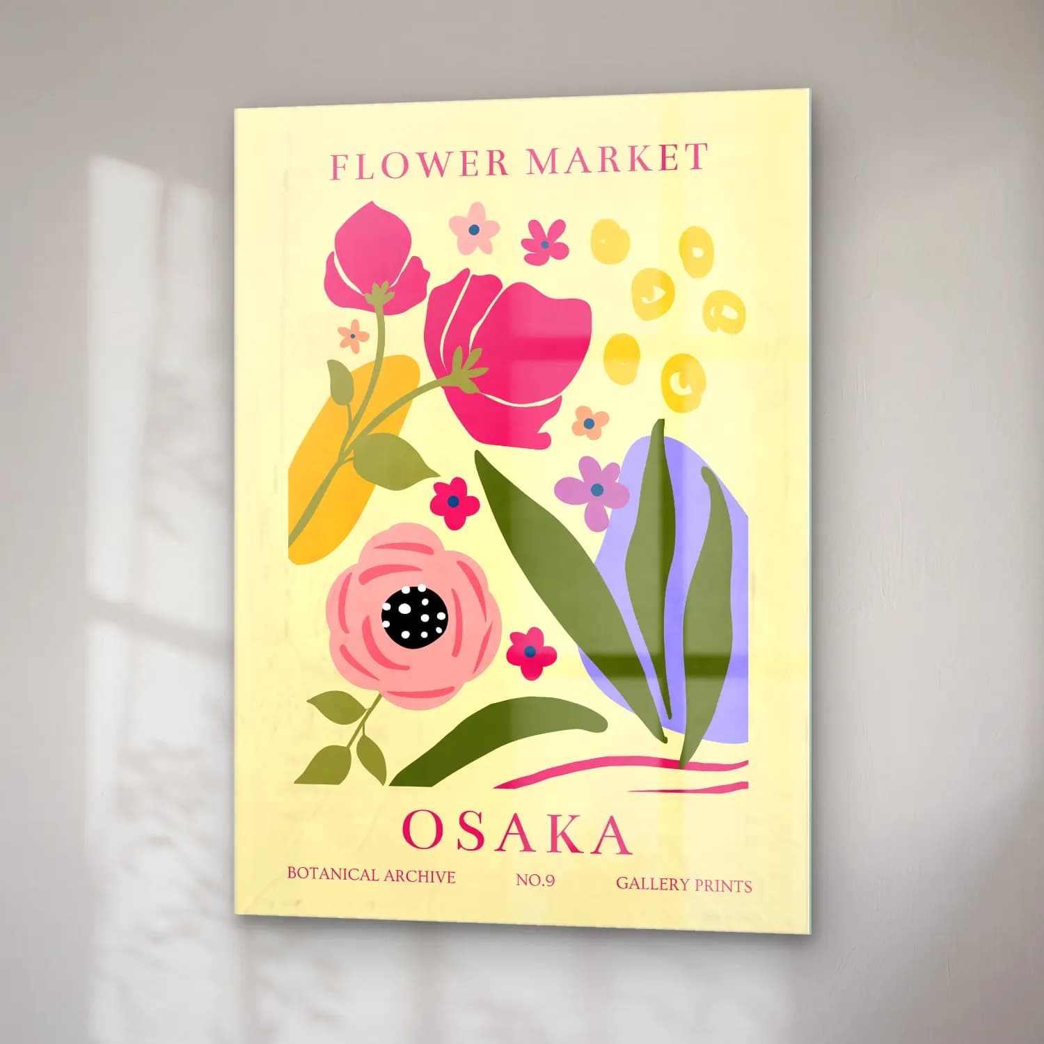Boho Çiçek Deseni No. 50 cam tablo — sağ açıdan görünüm