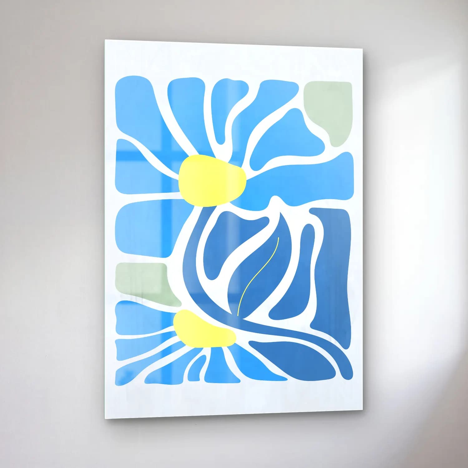 Boho Çiçek Deseni No. 14 cam tablo — sol açıdan görünüm