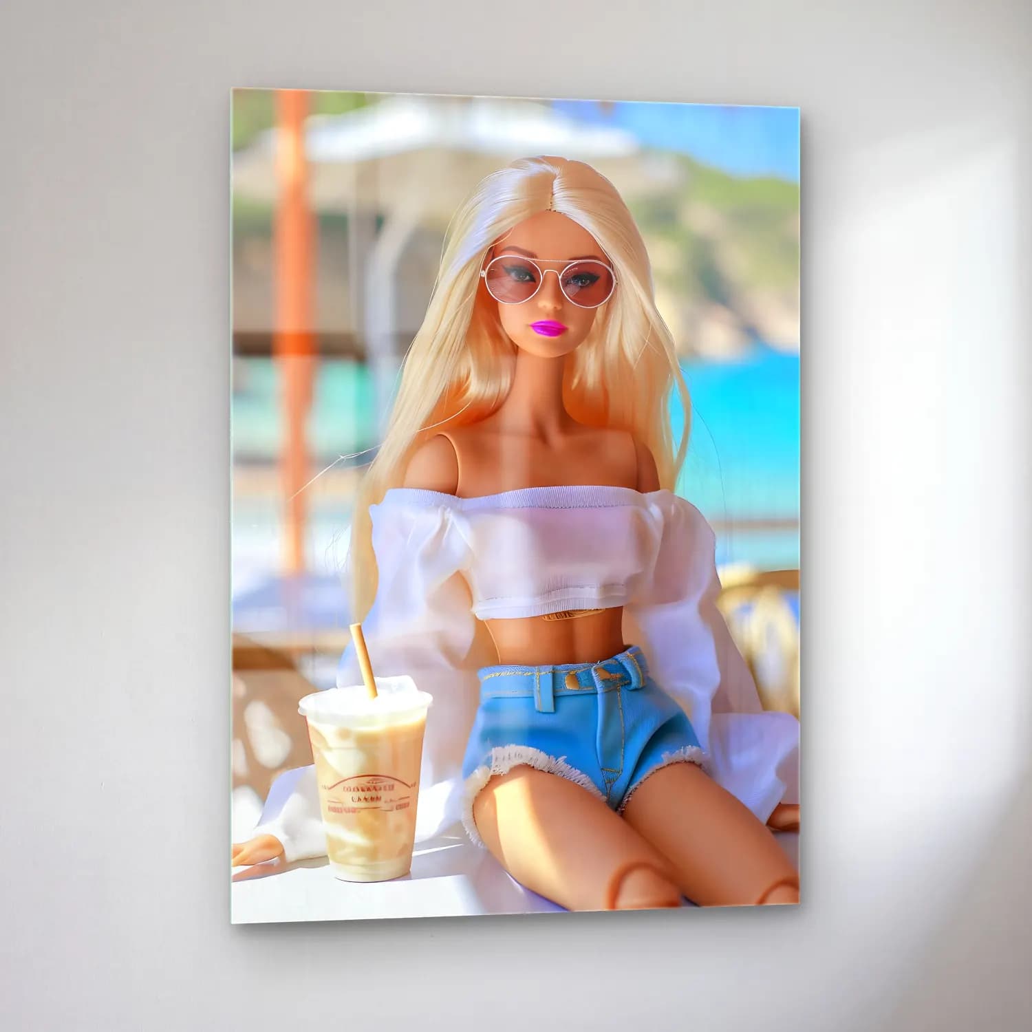 Pastel Moda İllüstrasyonu – Pastel Tonlar cam tablo — sol açıdan görünüm