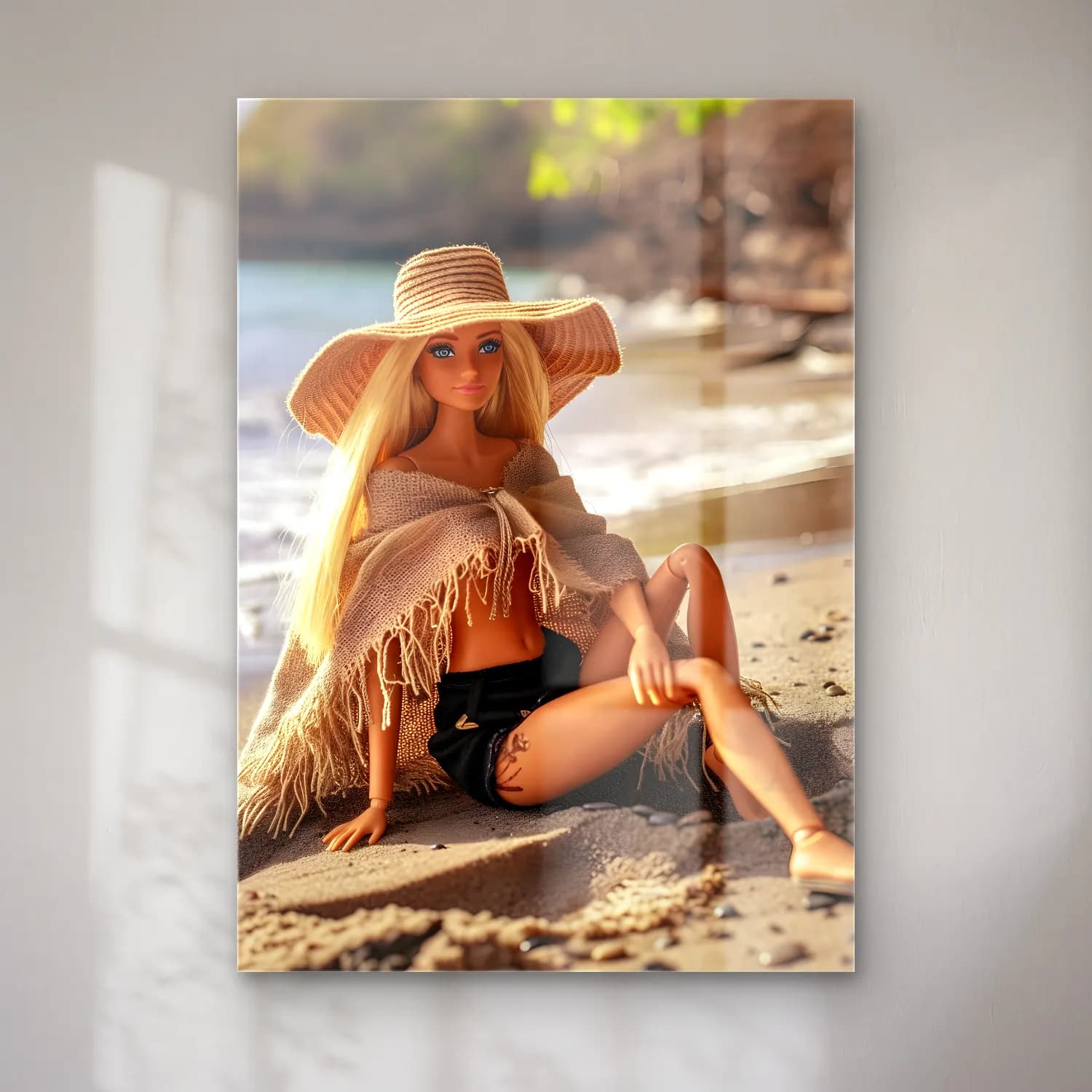 Boho Moda İllüstrasyonu – Bej Tonlar cam tablo — Boho Moda İllüstrasyonu – Bej Tonlar — boho moda i̇llüstrasyonu