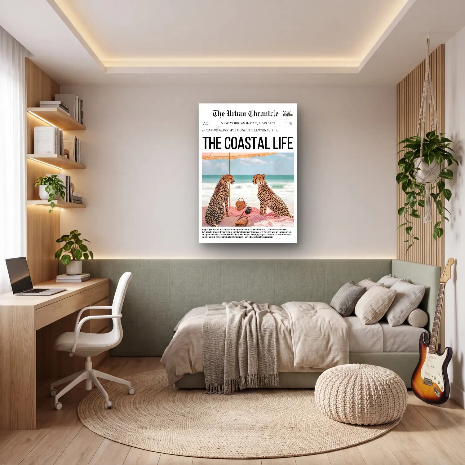 Pastel Sahilde İnsanlar No. 6 cam tablo — genç odasında