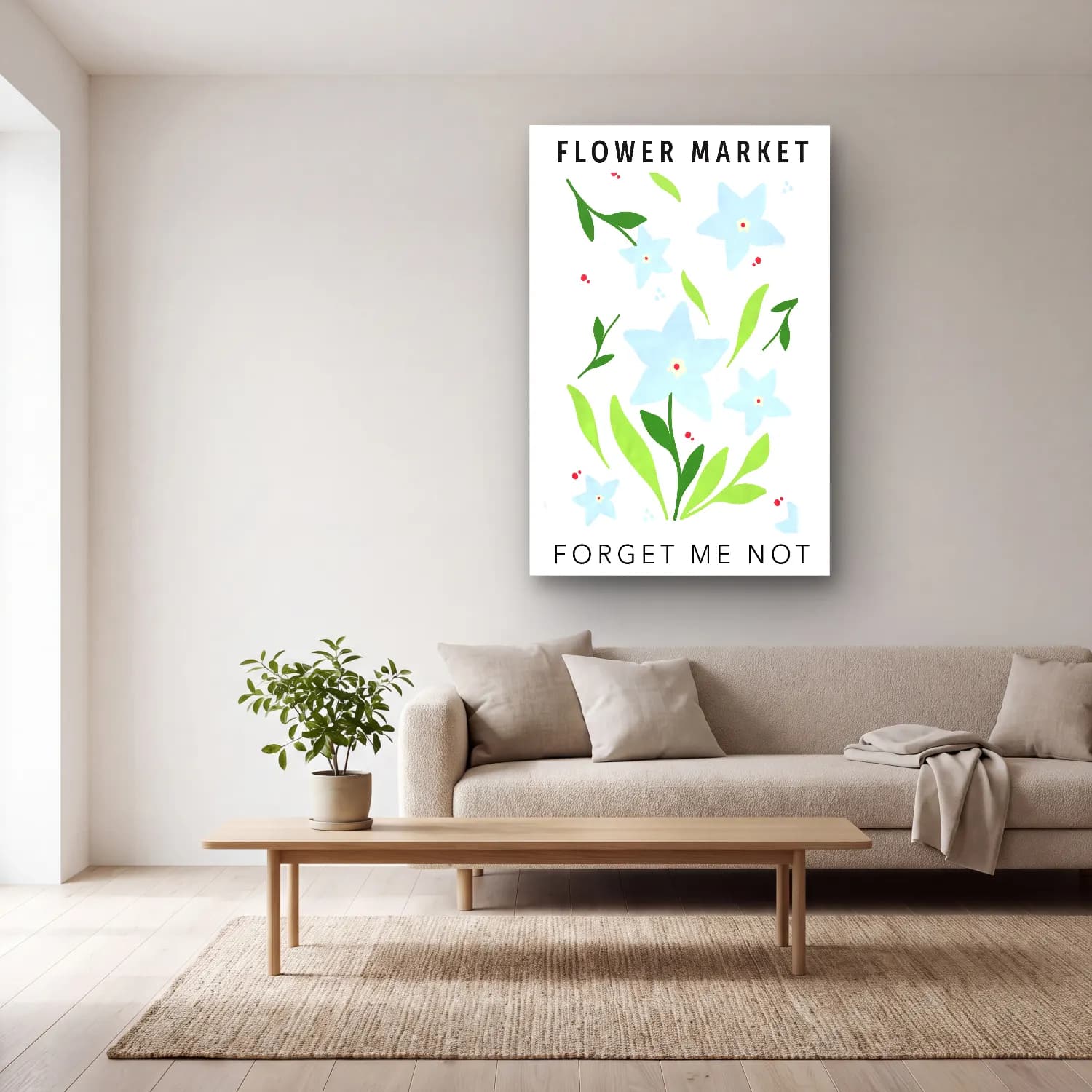 Pastel Çiçek Deseni No. 20 cam tablo — açık renk salonda
