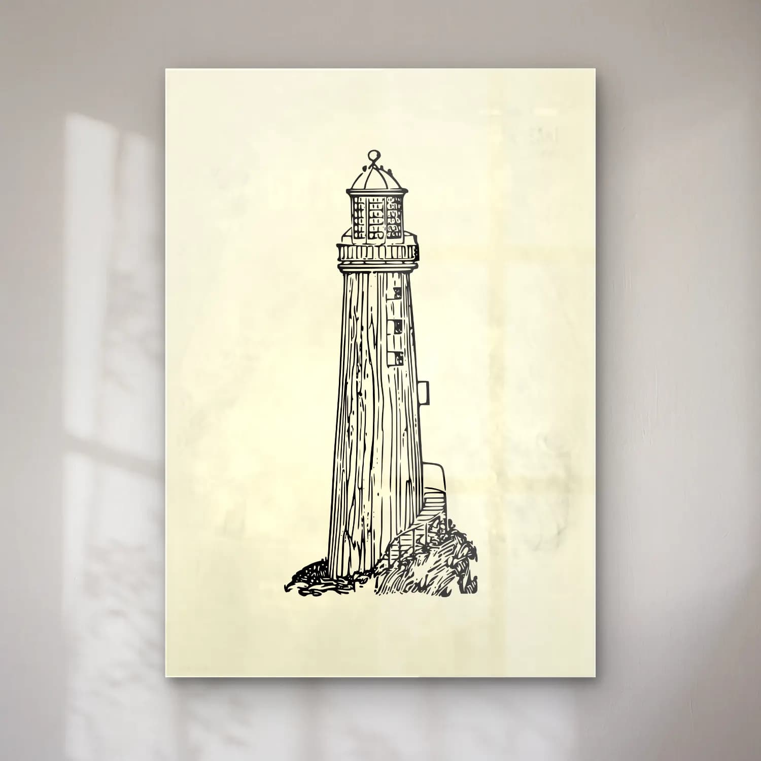 Vintage Deniz Feneri – Siyah Beyaz Tonlar cam tablo — Vintage Deniz Feneri – Siyah Beyaz Tonlar — vintage deniz feneri