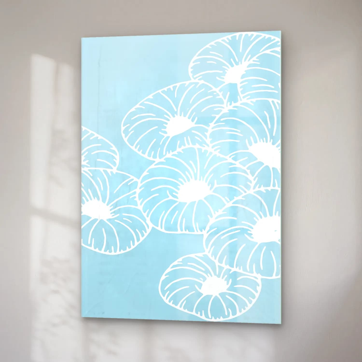 Pastel Çiçek Deseni No. 22 cam tablo — sağ açıdan görünüm