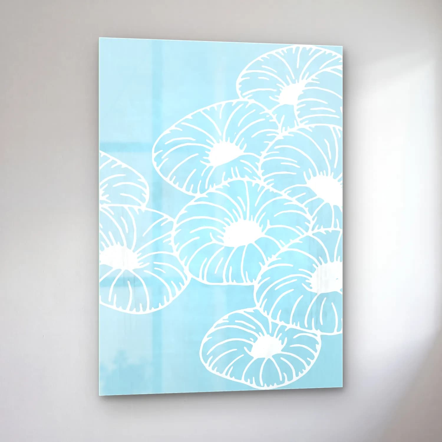 Pastel Çiçek Deseni No. 22 cam tablo — sol açıdan görünüm