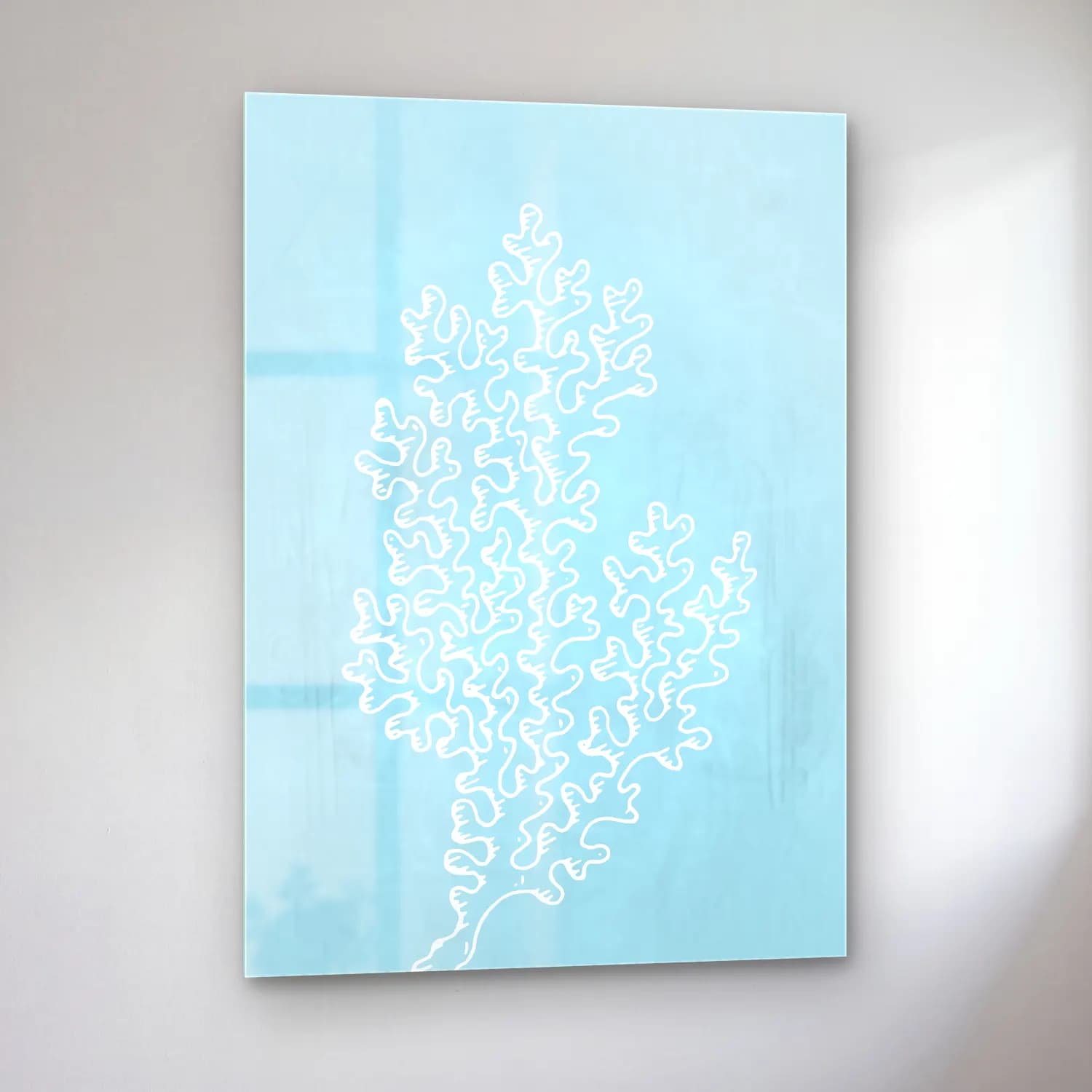Çizgi Sanatı Çiçek Deseni No. 4 cam tablo — sol açıdan görünüm