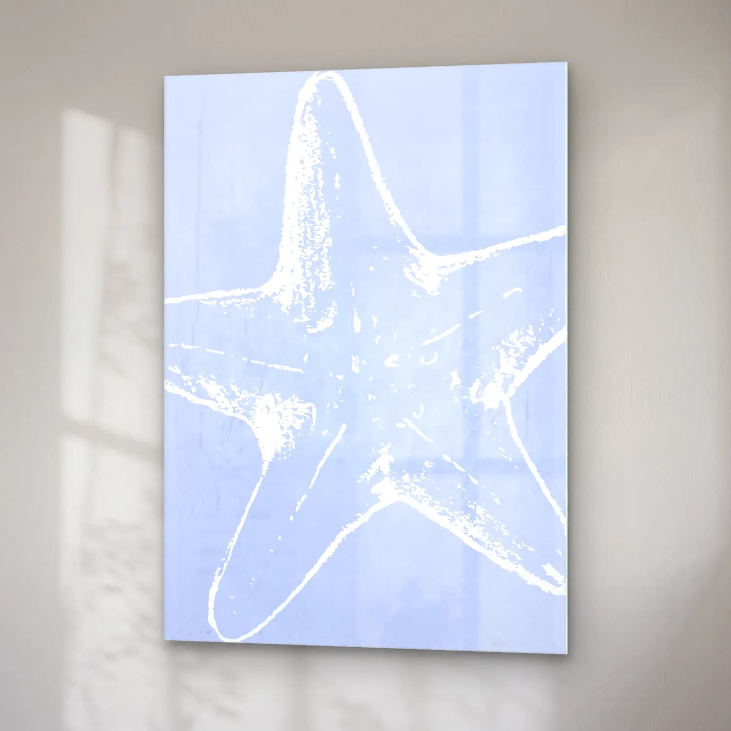 Pastel Deniz Kabukları No. 19 cam tablo — sağ açıdan görünüm