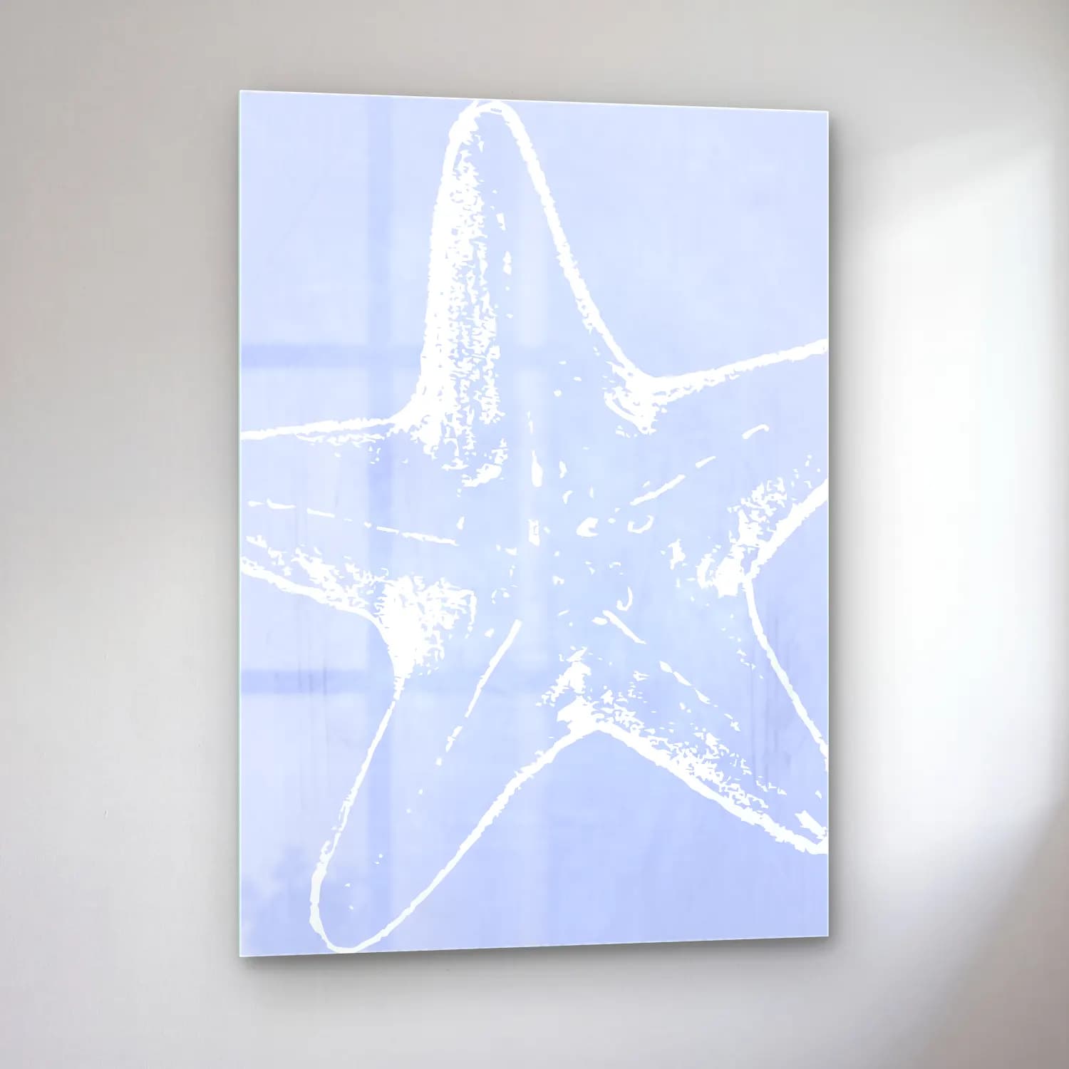 Pastel Deniz Kabukları No. 19 cam tablo — sol açıdan görünüm