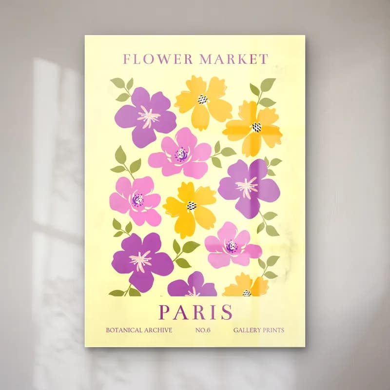 Pastel Çiçek Deseni – Sarı Tonlar cam tablo — Pastel Çiçek Deseni – Sarı Tonlar — pastel çiçek deseni