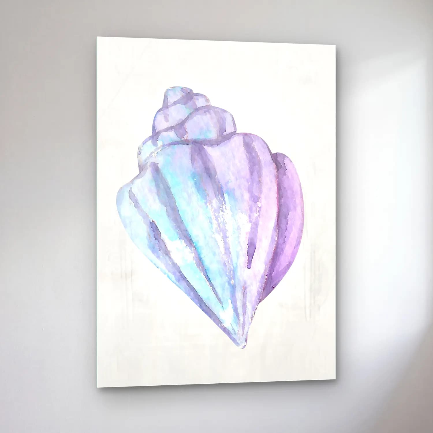 Pastel Deniz Kabukları No. 21 cam tablo — sol açıdan görünüm