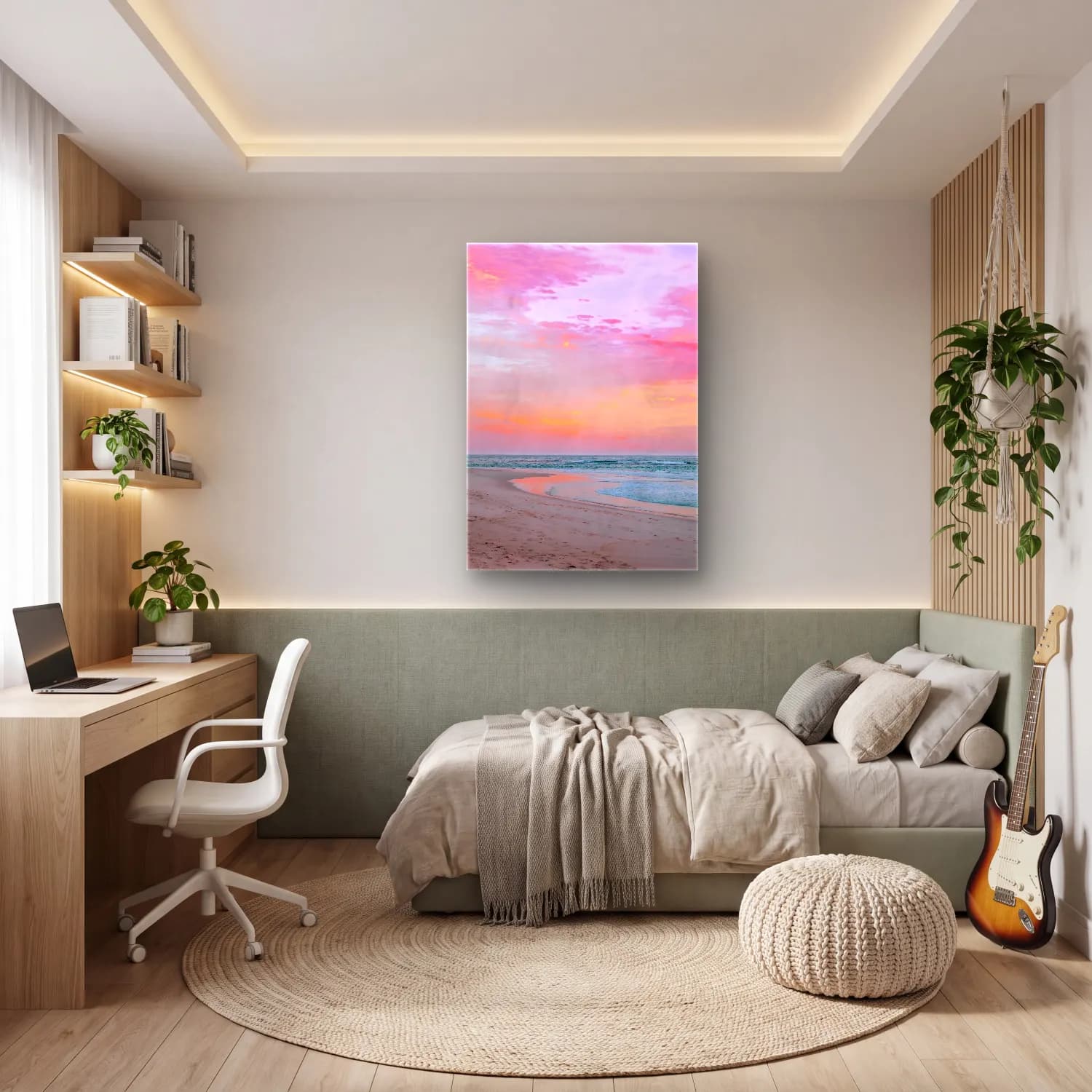 Pastel Gün Batımı Gökyüzü No. 6 cam tablo — genç odasında