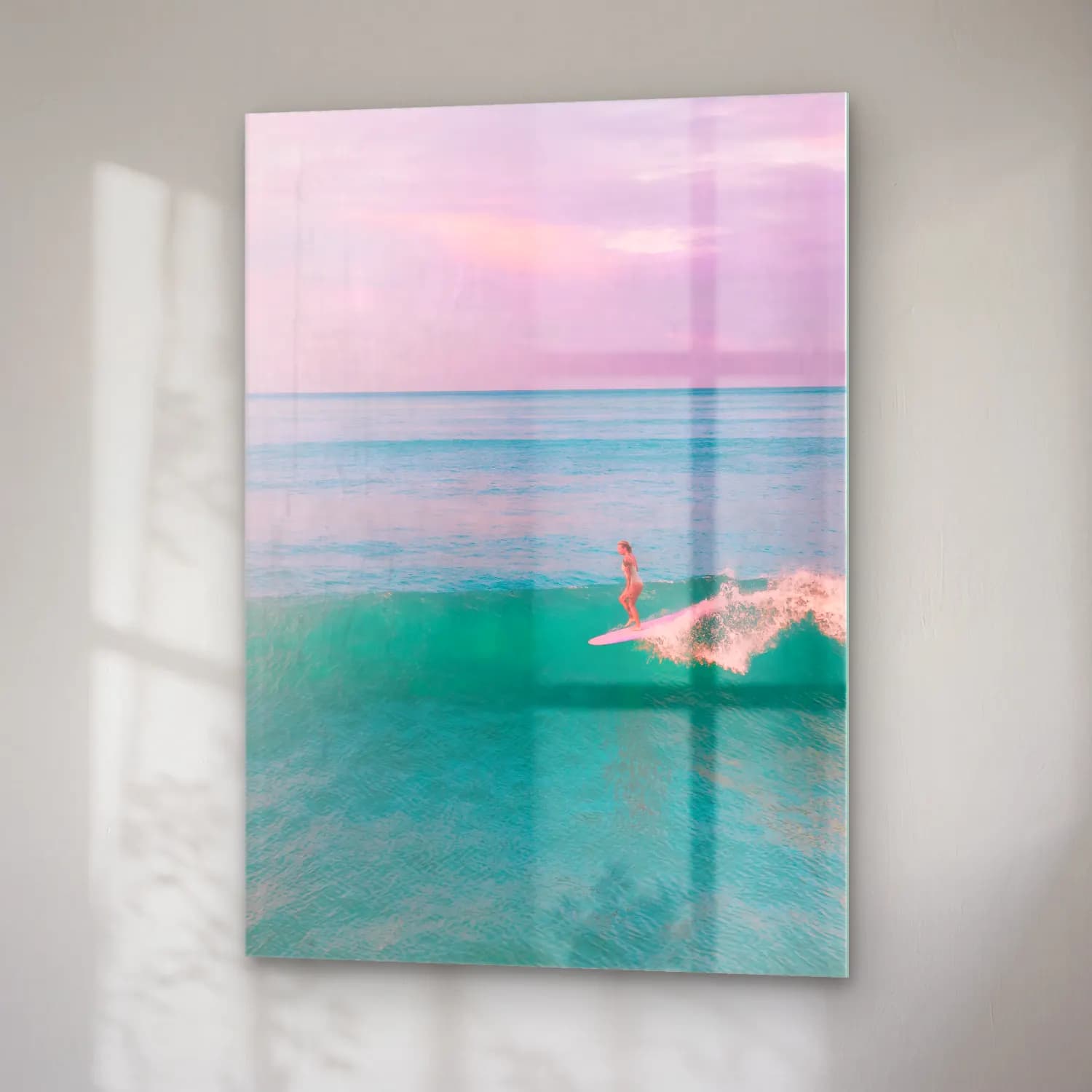 Pastel Sörf No. 3 cam tablo — sağ açıdan görünüm