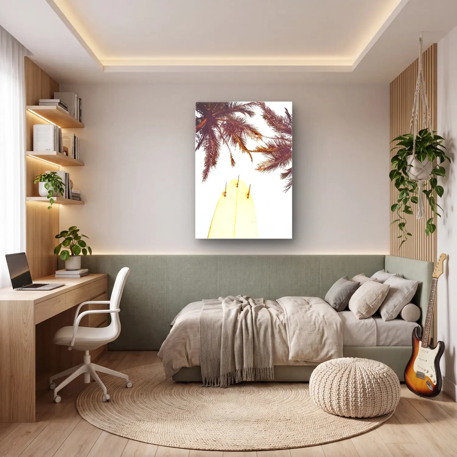 Pastel Sörf No. 4 cam tablo — genç odasında