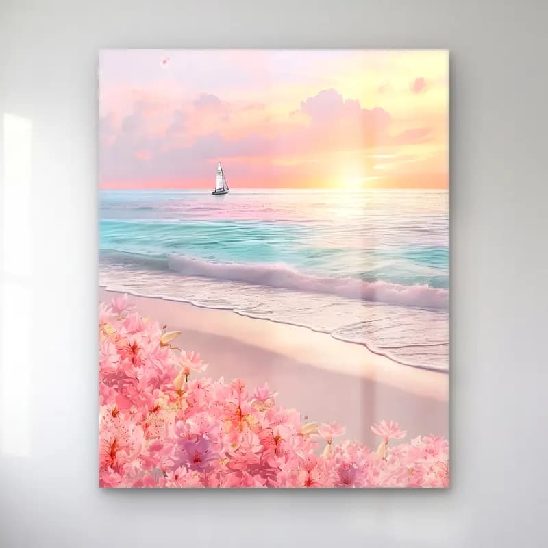 Pastel Dalgalı Sahil No. 14 cam tablo — Pastel Dalgalı Sahil No. 14 — pastel dalgalı sahil