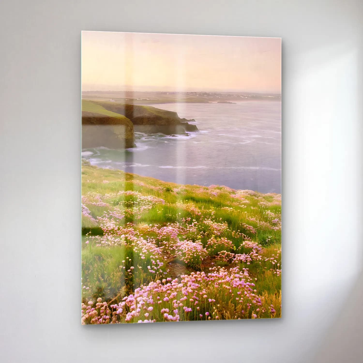 Pastel Kır Çiçekleri No. 23 cam tablo — sol açıdan görünüm