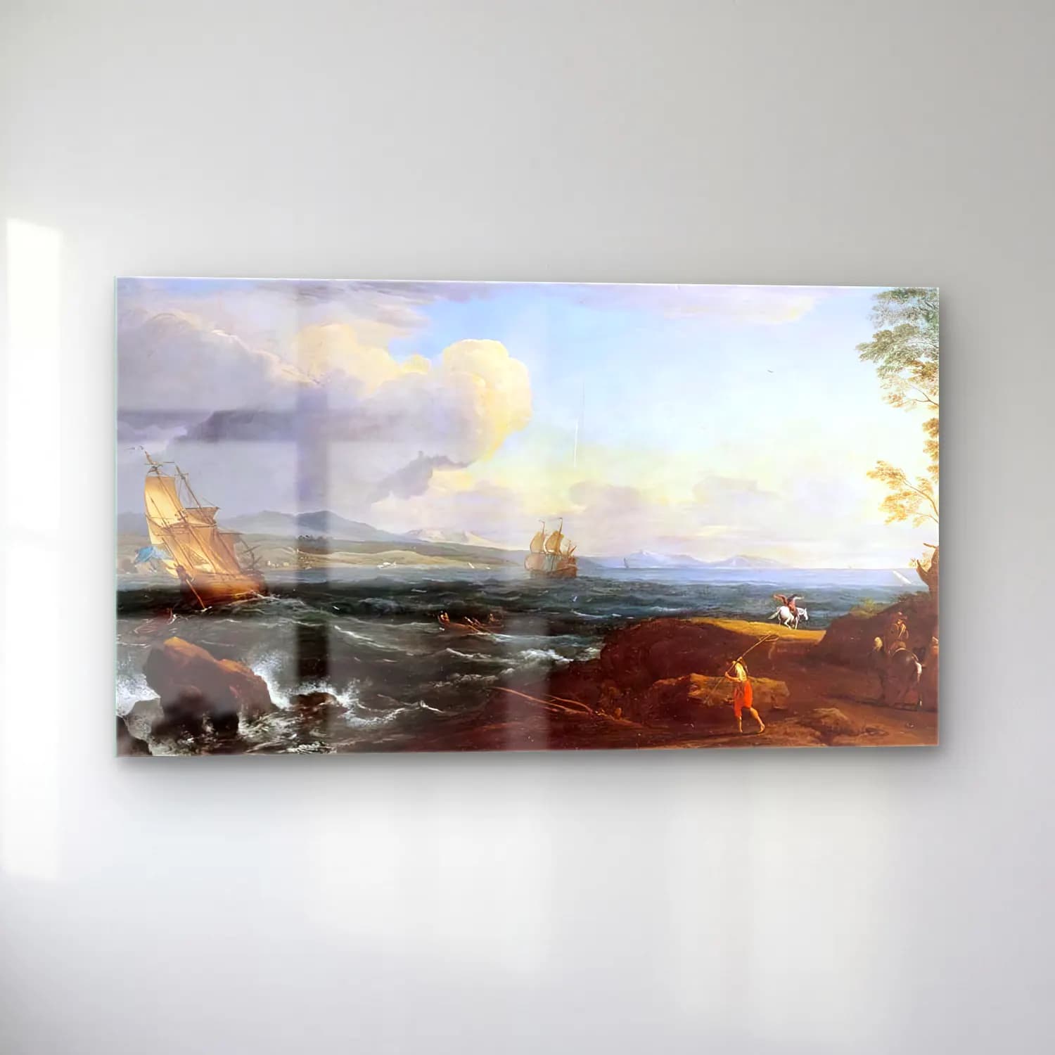 Adrien Manglard – Coastal Landscape cam tablo — sol açıdan görünüm