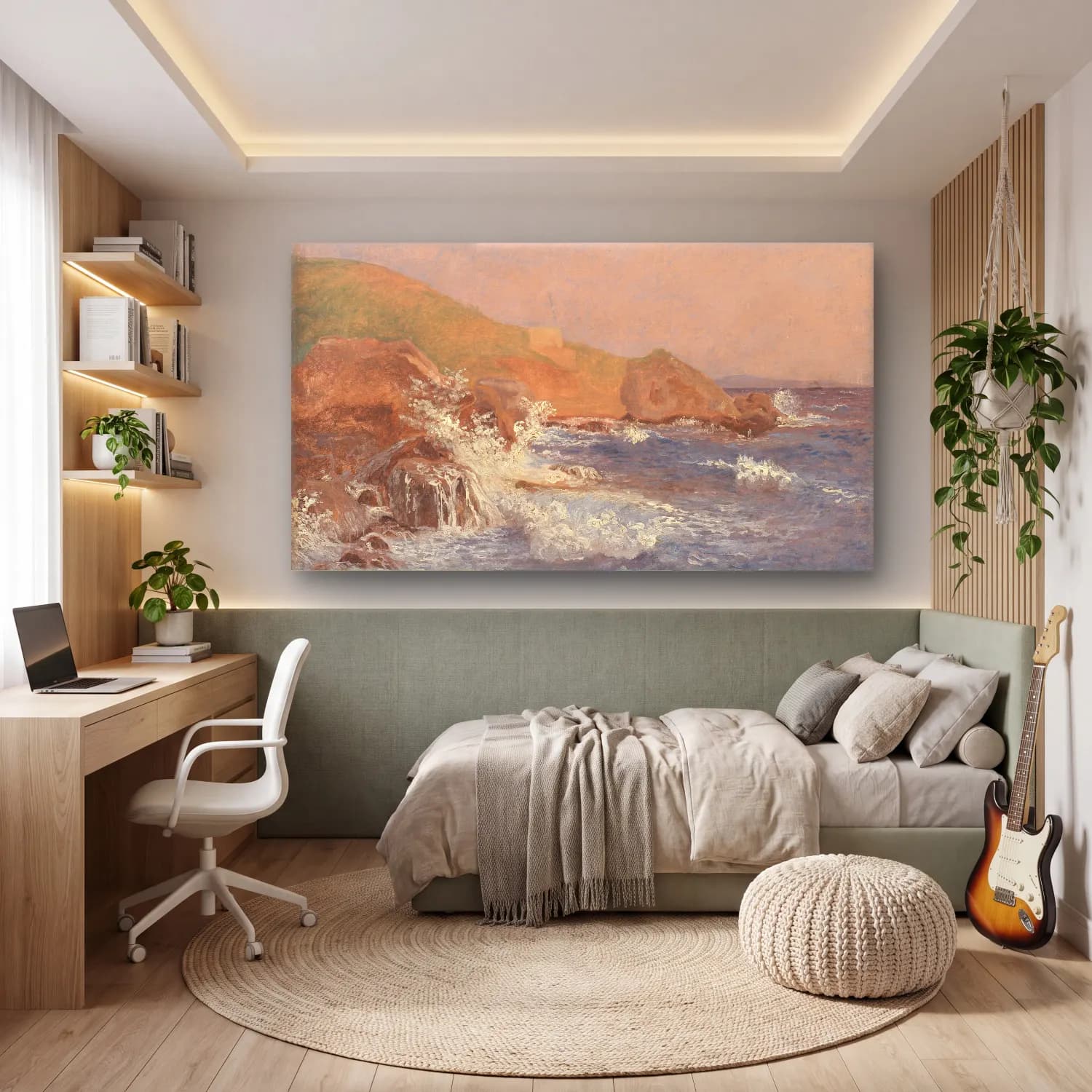 Christen Købke – Rocks and turbulent lake cam tablo — genç odasında