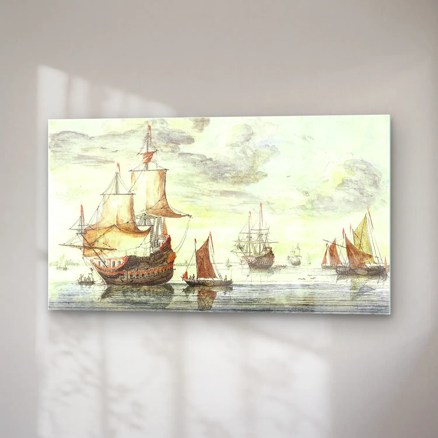 Johan Teyler – Ships on a calm sea cam tablo — sağ açıdan görünüm