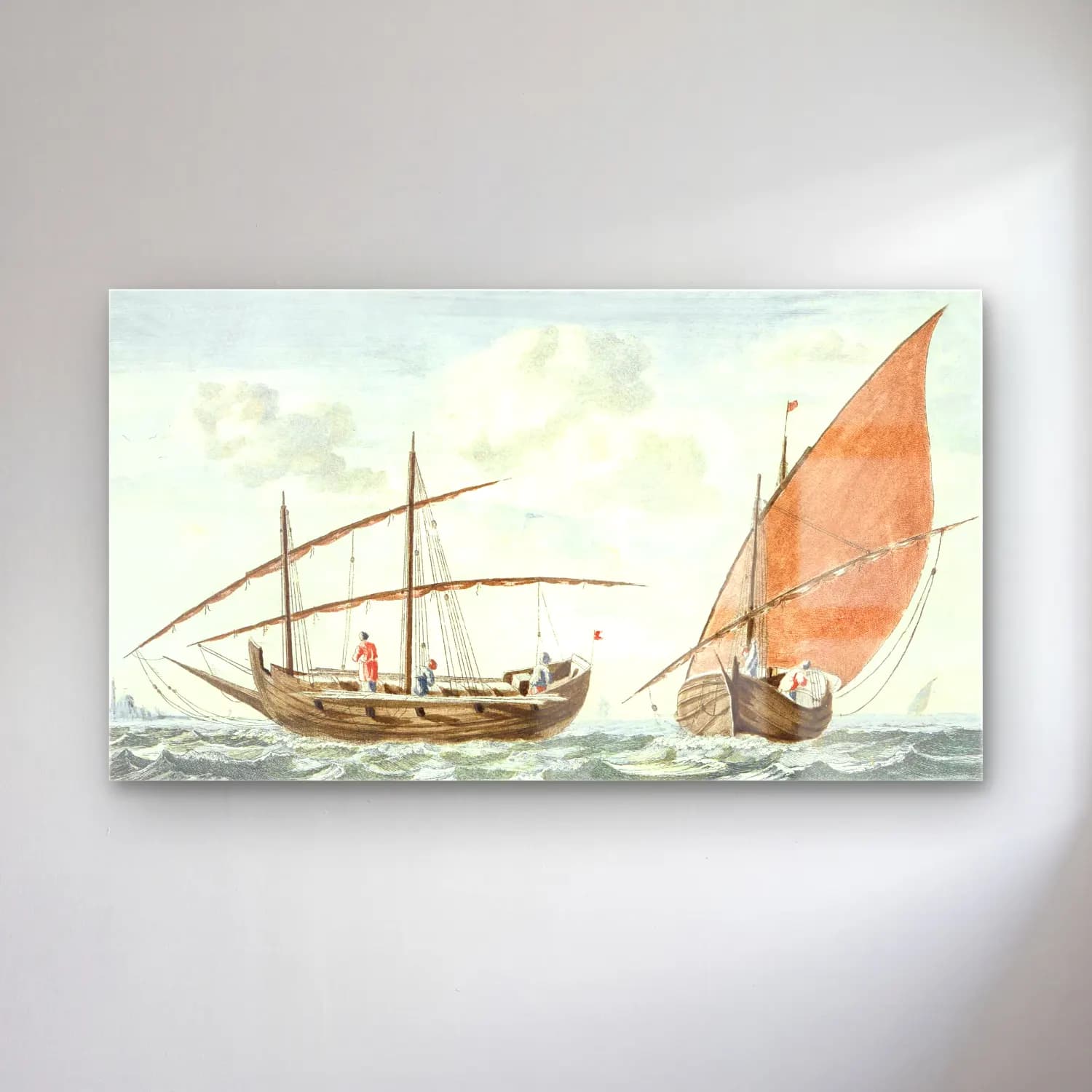 Johan Teyler – Ships on the sea of Istanbul cam tablo — Johan Teyler – Ships on the sea of Istanbul — vintage yelkenliler