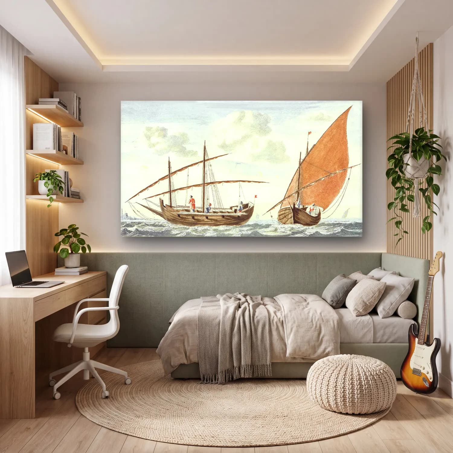 Johan Teyler – Ships on the sea of Istanbul cam tablo — genç odasında