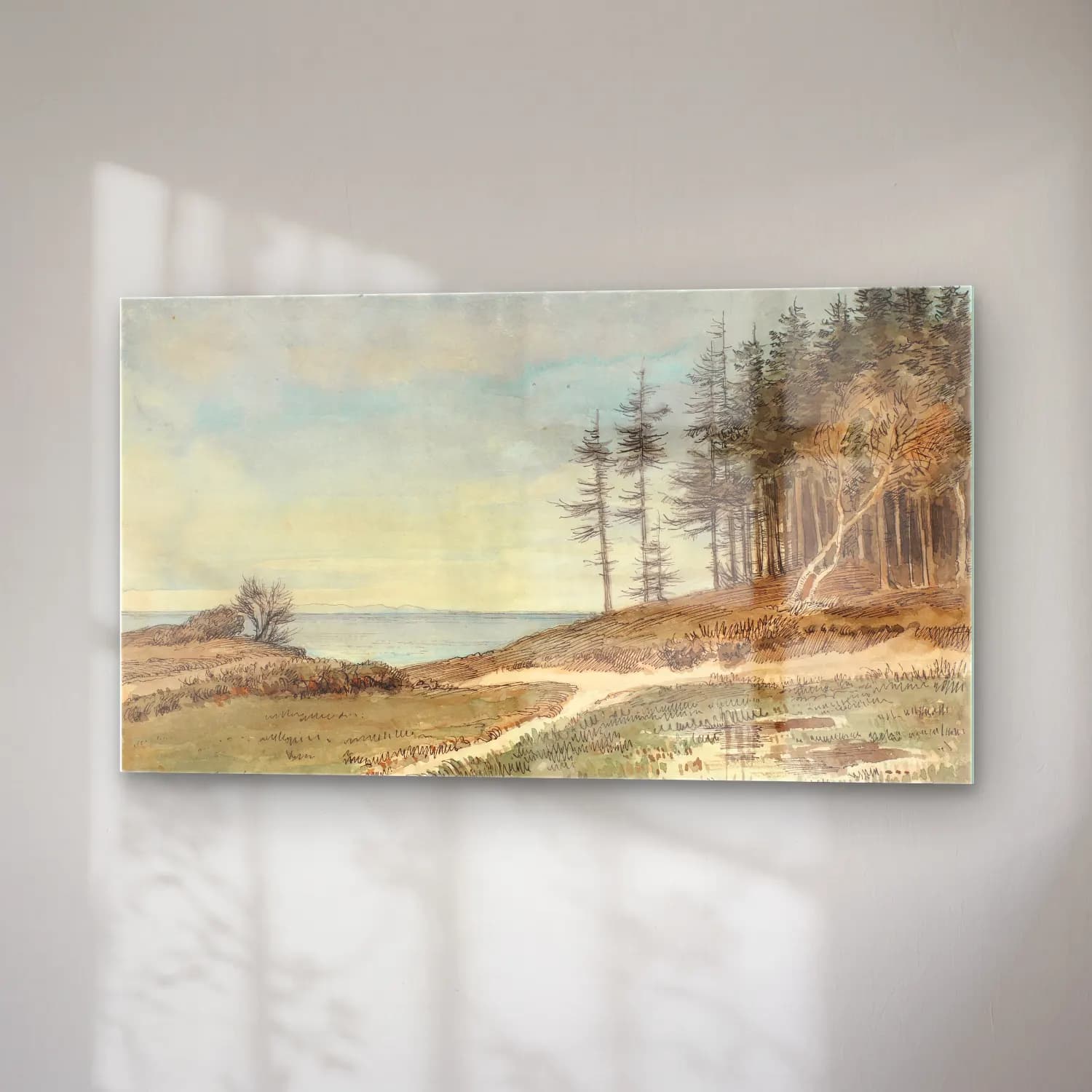 Johan Thomas Lundbye – View towards Kullen from the beach at Hellebæk cam tablo — sağ açıdan görünüm