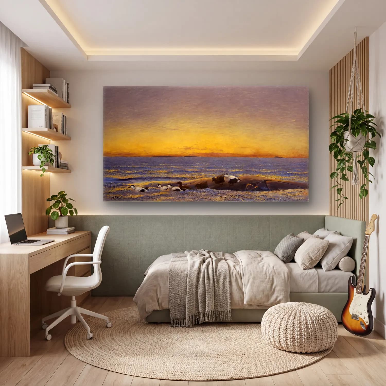 Bruno Liljefors – Morning Mood by the Sea cam tablo — genç odasında