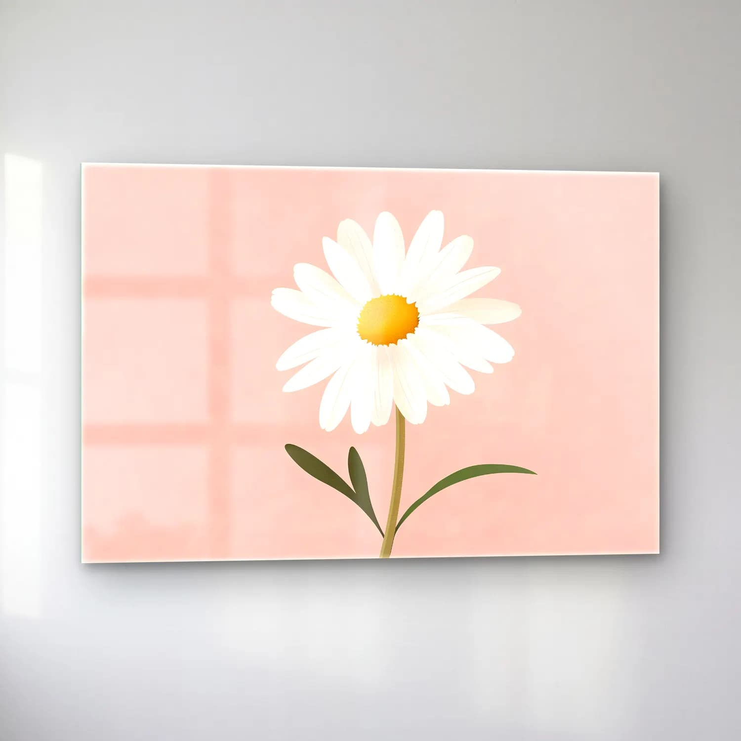 Pastel Papatyalar – Pastel Tonlar cam tablo — sol açıdan görünüm