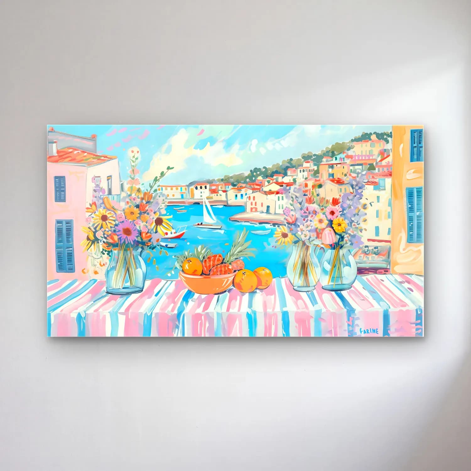 Pastel İtalyan Sahili – Pastel Tonlar cam tablo — Pastel İtalyan Sahili – Pastel Tonlar — pastel i̇talyan sahili
