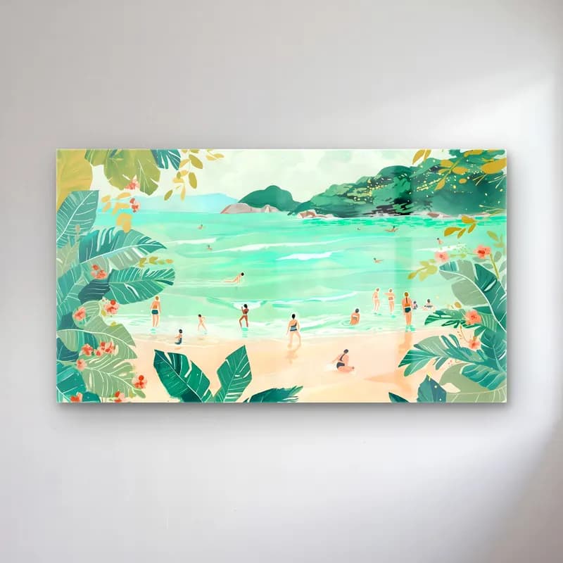 Pastel Sahilde İnsanlar No. 10 cam tablo — Pastel Sahilde İnsanlar No. 10 — pastel sahilde i̇nsanlar