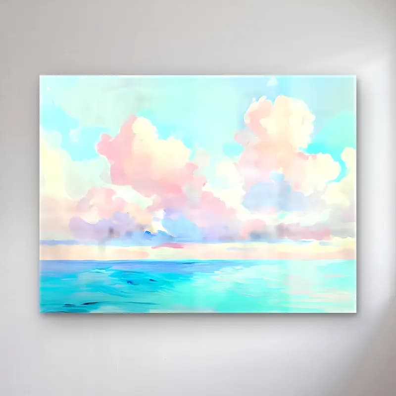 Pastel Sakin Deniz Ufku – Pastel Tonlar cam tablo — Pastel Sakin Deniz Ufku – Pastel Tonlar — pastel sakin deniz ufku