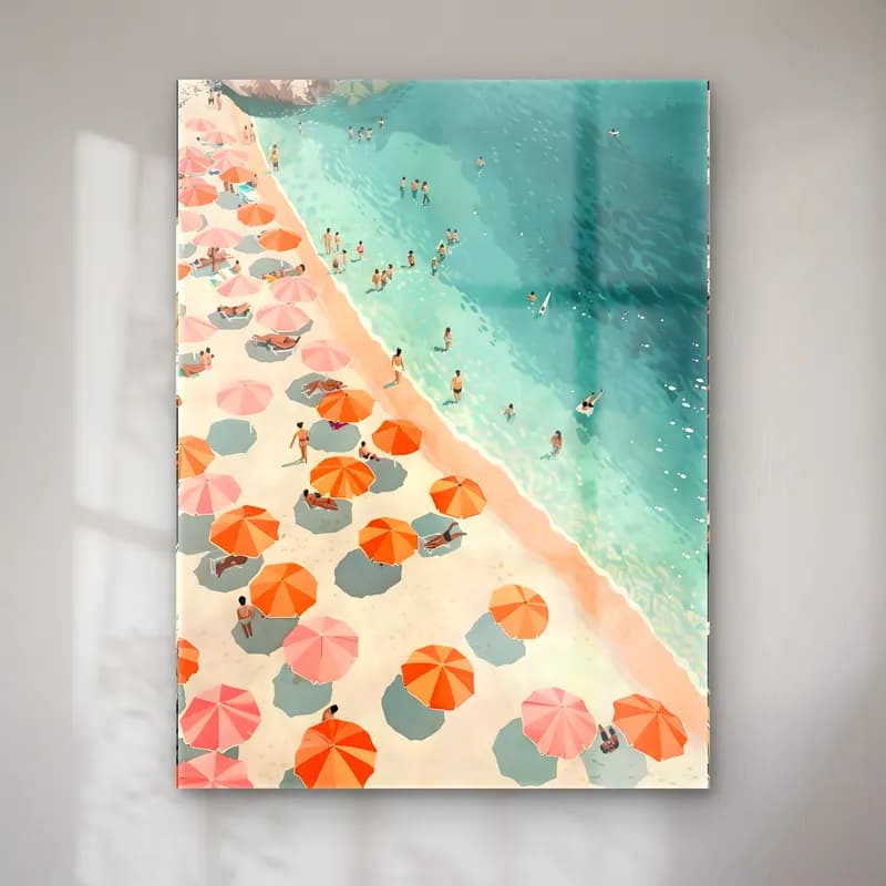 Pastel Plaj Şemsiyeleri No. 7 cam tablo — Pastel Plaj Şemsiyeleri No. 7 — pastel plaj şemsiyeleri