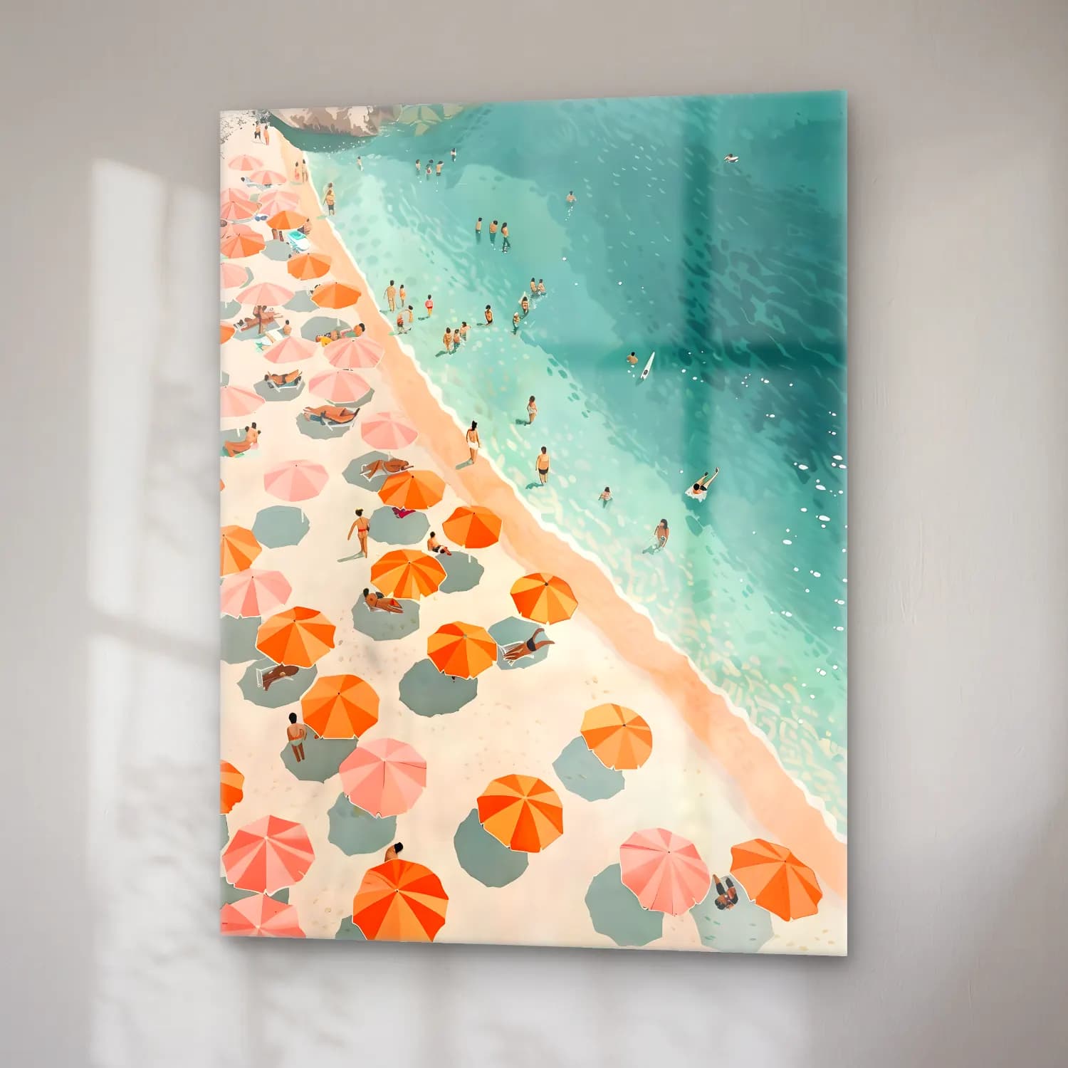 Pastel Plaj Şemsiyeleri No. 7 cam tablo — sağ açıdan görünüm
