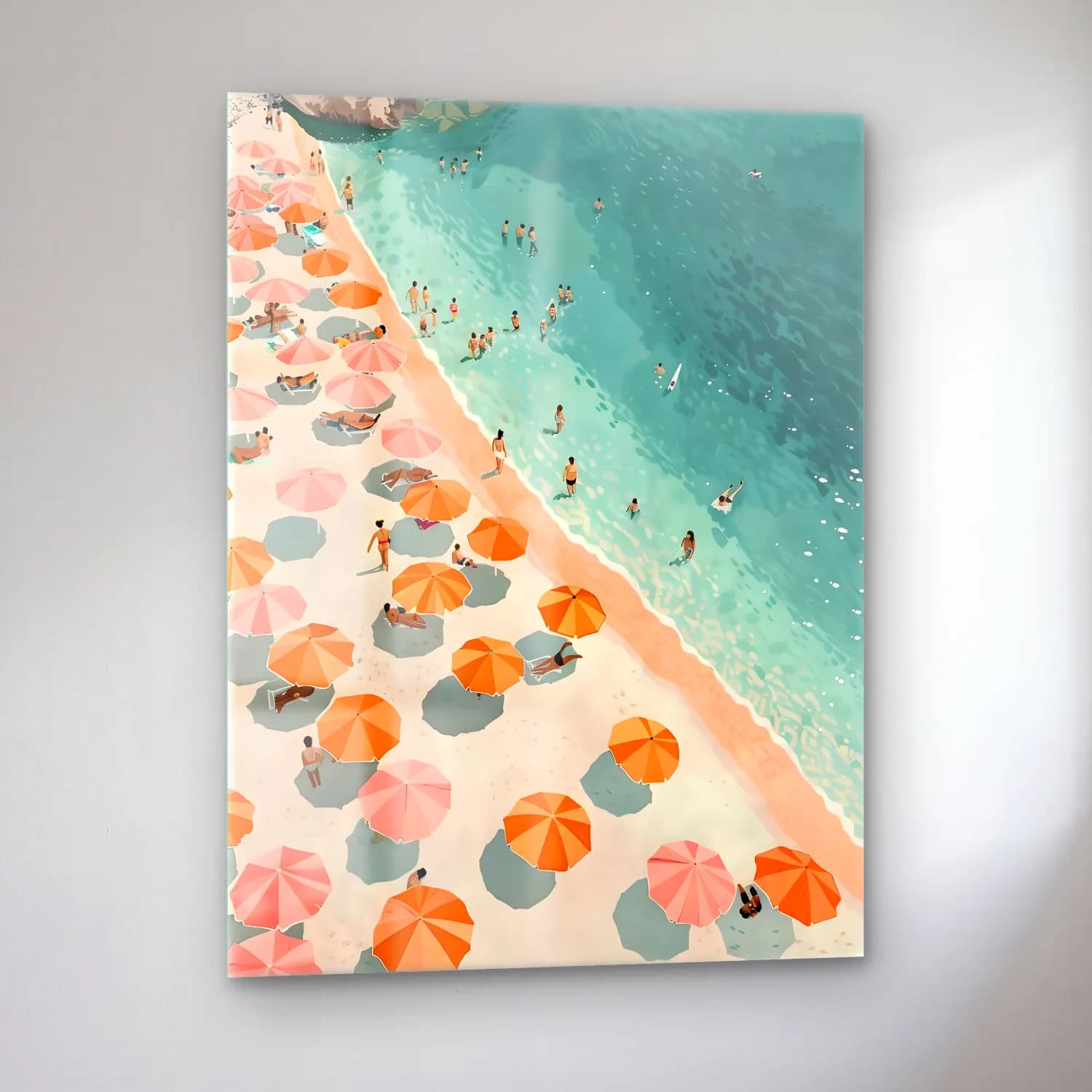 Pastel Plaj Şemsiyeleri No. 7 cam tablo — sol açıdan görünüm