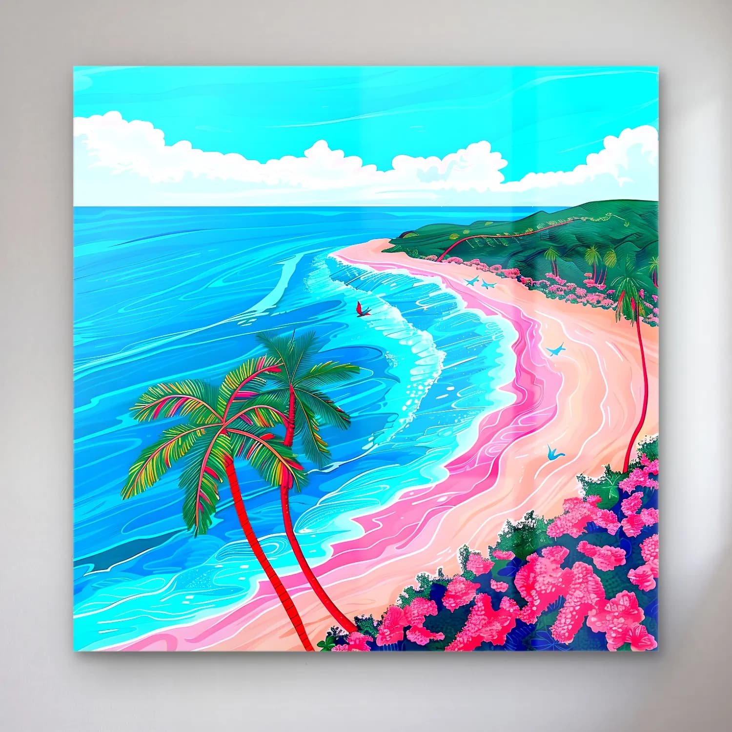 Pastel Palmiyeli Tropik Sahil No. 33 cam tablo — Pastel Palmiyeli Tropik Sahil No. 33 — pastel palmiyeli tropik sahil