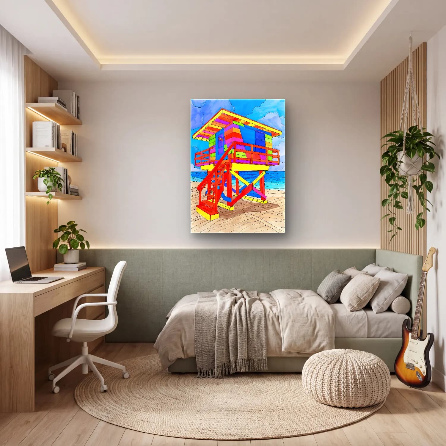 Pop Art Deniz Feneri cam tablo — genç odasında