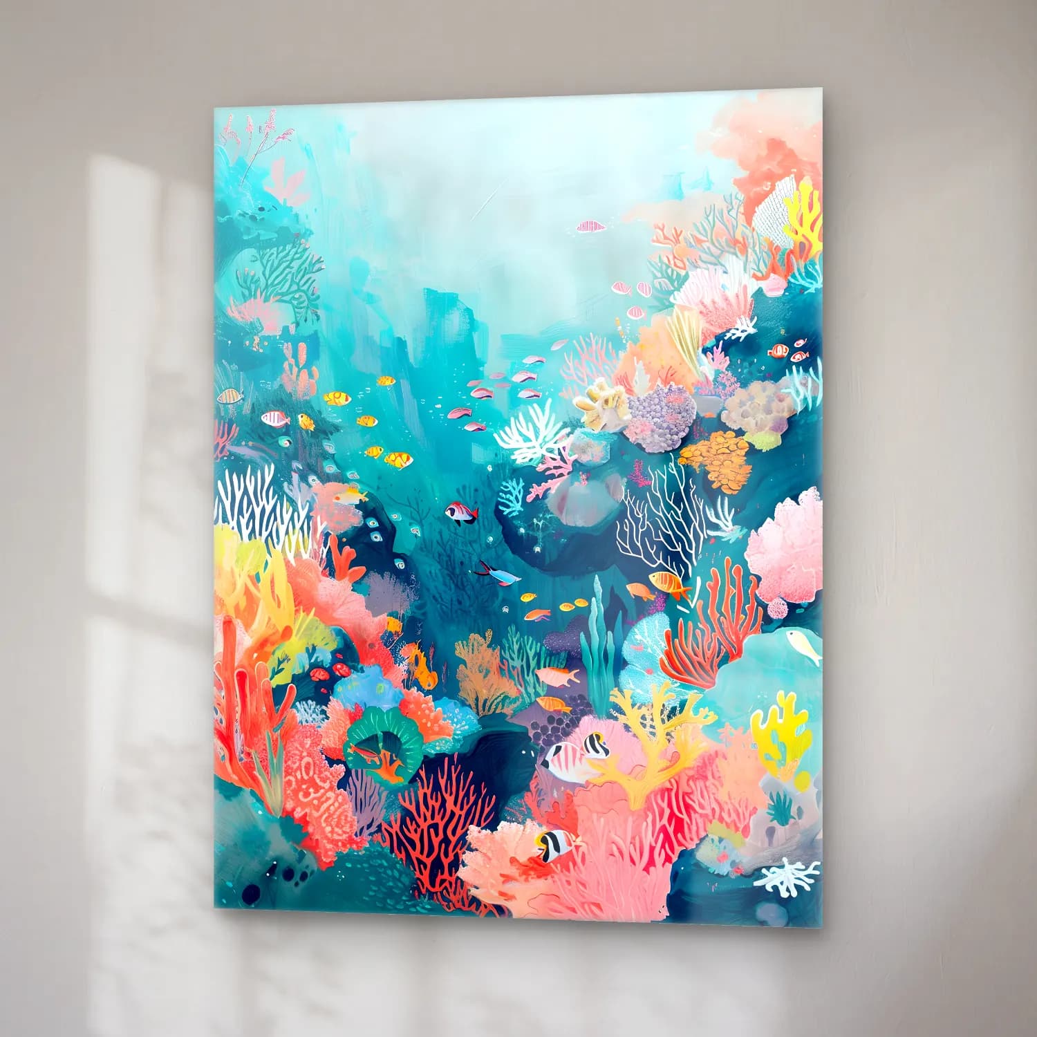 Pastel Balık No. 2 cam tablo — sağ açıdan görünüm